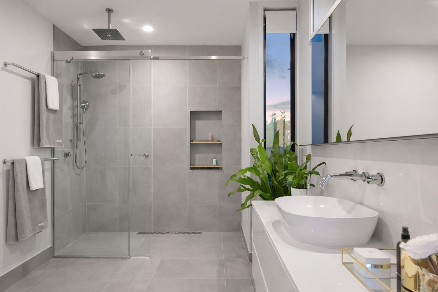 Contemporary bathroom with clean lines and lighting